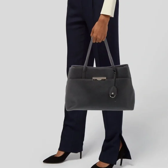 Kate Spade Maiden Way Saffiano Clarke Black Leather Large Tote Laptop Bag - Picture 1 of 12